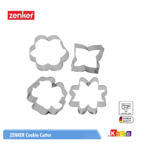 Set Isi 4 Cetakan Pemotong Kue Kering Cookies Cutter Cetakan Roti Aneka Bentuk Bunga Zenker Pemotong Cetakan Kue Kering Cookies Stainless Steel