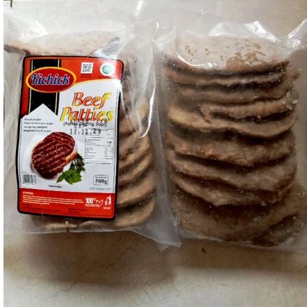 

Kichick Beef Patties Isi 10 Pcs / 500 Gram Patties Daging Sapi