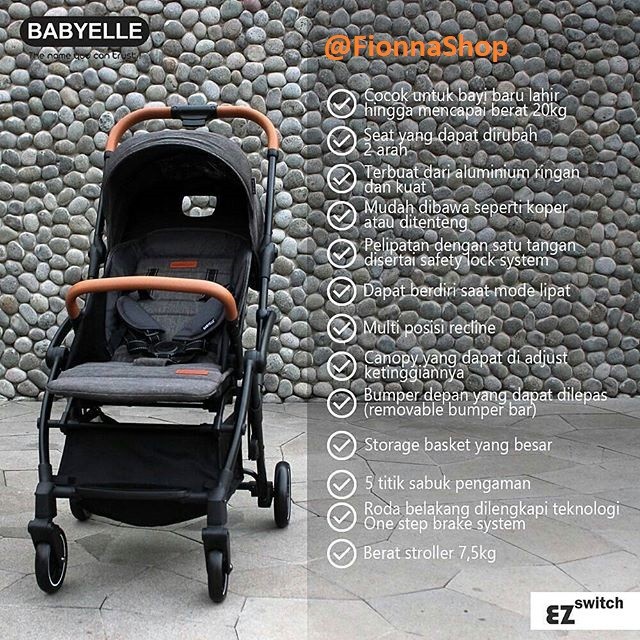 Jual Stroller Kereta Bayi BabyElle Ez Switch Bisa Hadap Depan Belakang - Biru Murah