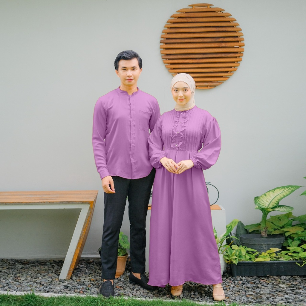 Demore Baju Couple Lebaran 2023 Sarimbit Polos Ziya Muslim Shakila