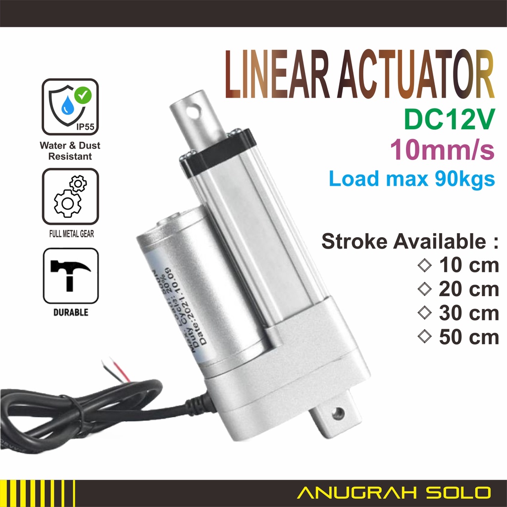 Electric Linear Actuator 12V 900N 90kg 10cm 20cm 30cm 50cm