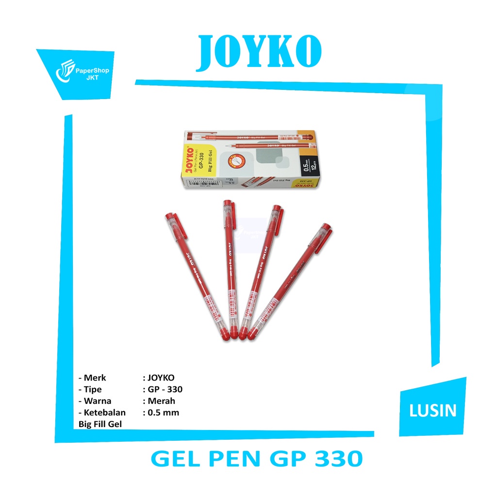 

JOYKO - Gel Pen Pulpen Pena GP-330 Big Fill Gel 0.5 mm - Lusin