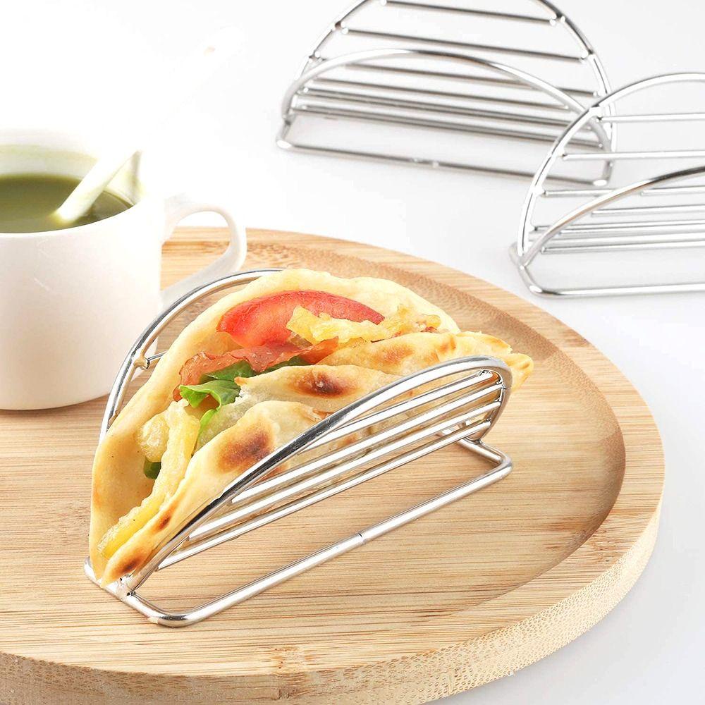 [Elegan] Taco Holder Mexican Food Oven Stainless Steel Nyaman Dengan Pegangan Mudah Akses Piring Nampan