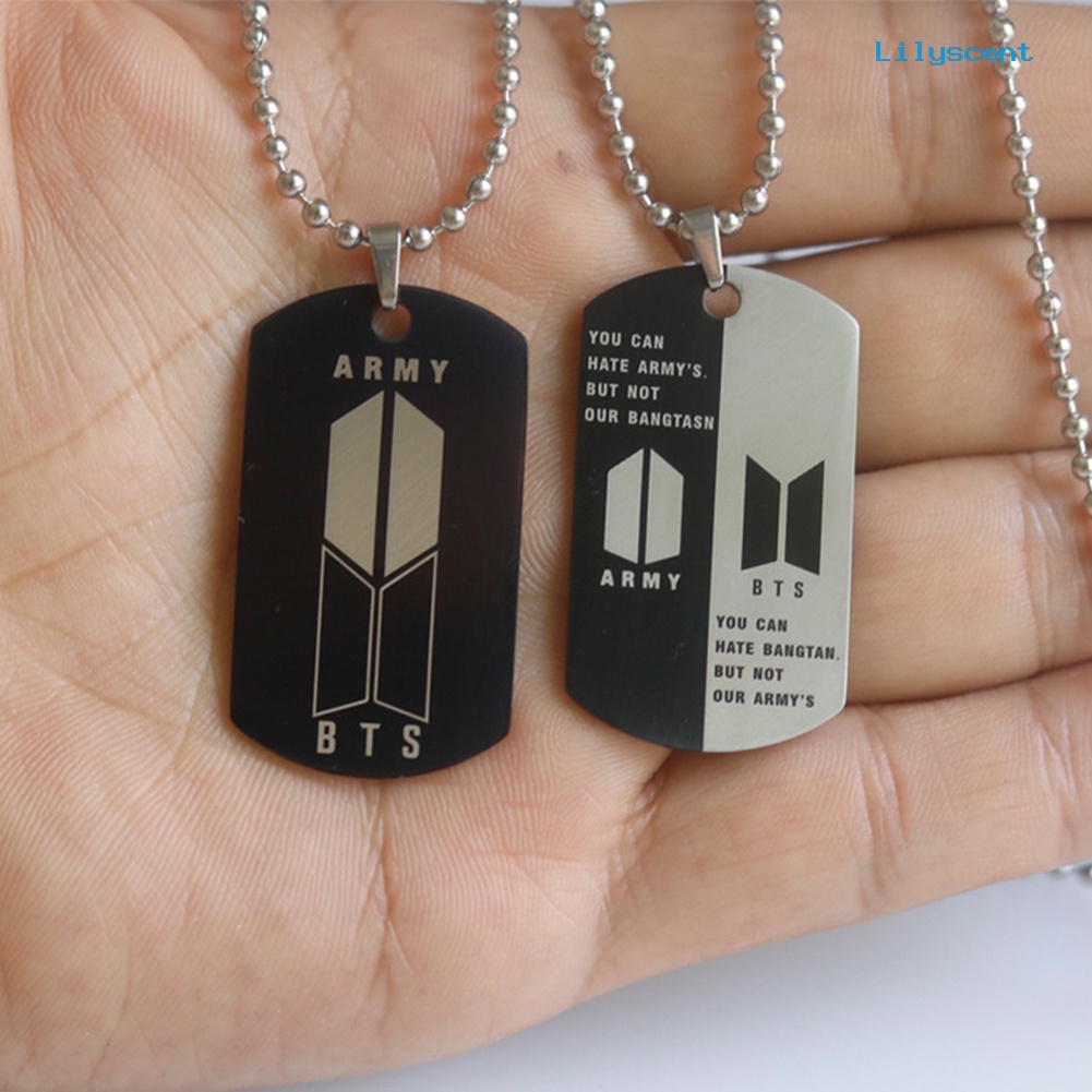 Ls Unisex Bangtan Boys Logo Tag Liontin Rantai Stainless Steel Neckace Perhiasan Hadiah