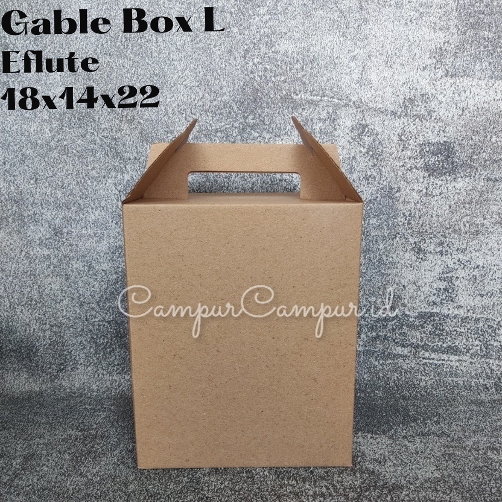 

Box Kardus Eflute Gable Box Jinjing Serbaguna 18x14x22 Box Kue Kering Hampers