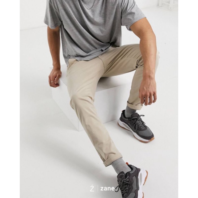 CelanaPanjang Skinny Chino Pria Formal Casual Slimfit Stylish Cream Mocca Hitam Abu-abu Coklat cino