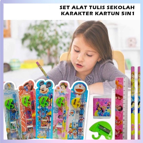 

Alat Tulis Sekolah Karakter Kartun Set 5In1 Peralatan Menulis Anak