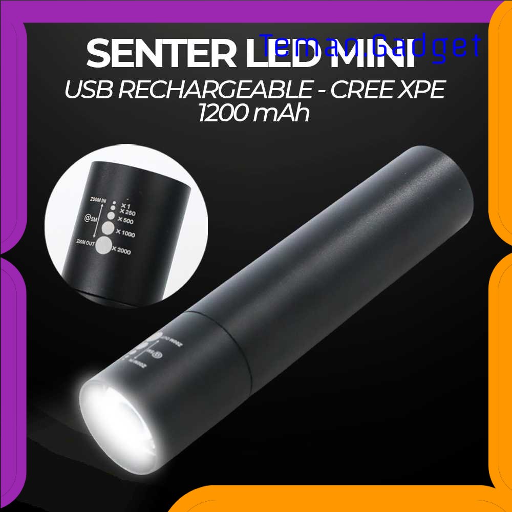 TG-SNT Albinaly Senter LED Mini USB Rechargeable Battery  XPE - TG-S199