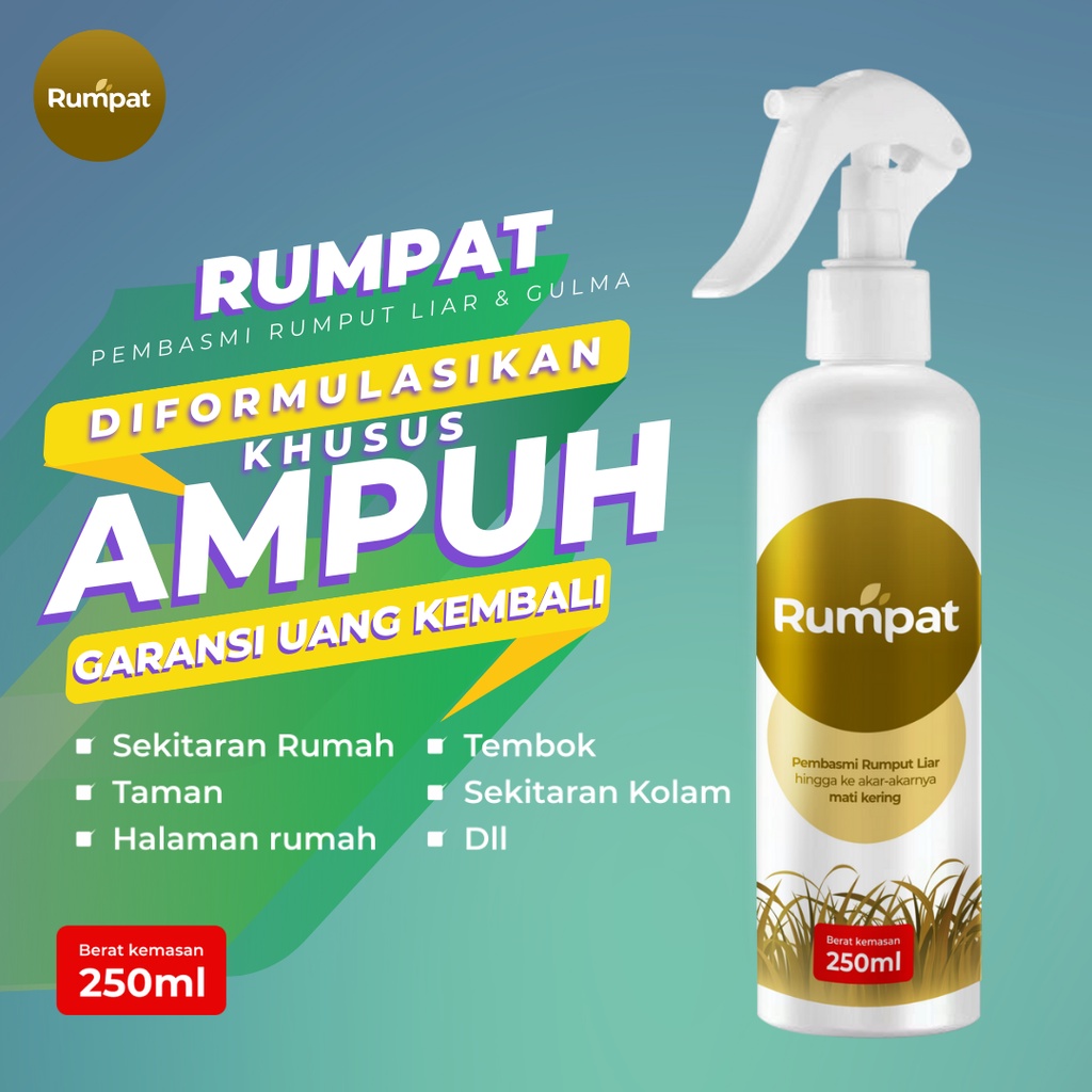 Rumpat Pembasmi Rumput Liar Hingga Akar Mati Kering Bergaransi Siap Pakai 250ML