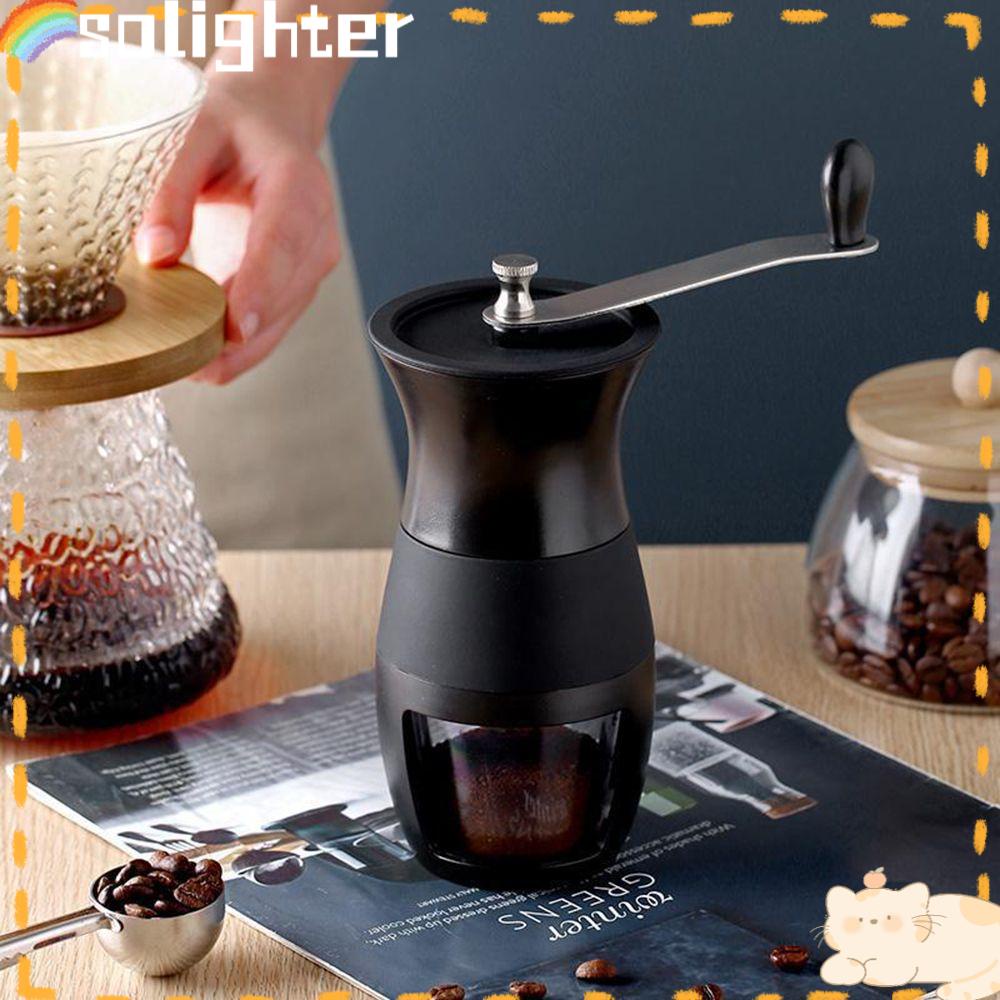 Solighter Penggiling Kopi Manual Alat Dapur Espresso Grinder Burr Grinders Adjustable Knob Setting