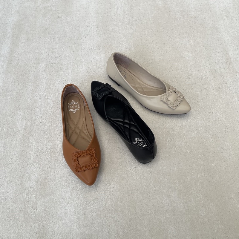 Faduzzi Sepatu Flatshoes Wanita JI-YIN Sepatu Wanita Tanpa Hak Acecories Logam