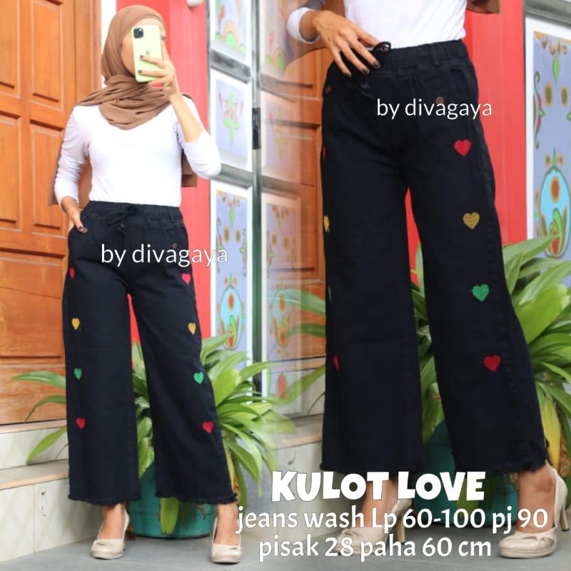 KULOT JEANS MOTIF LOVE TERBARU