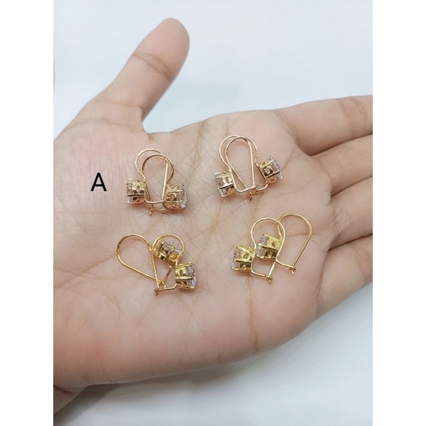 anting kait desi solitaire S925 / anting kait perak asli silver 925 lapis emas/ anting fashion wanita terbaru