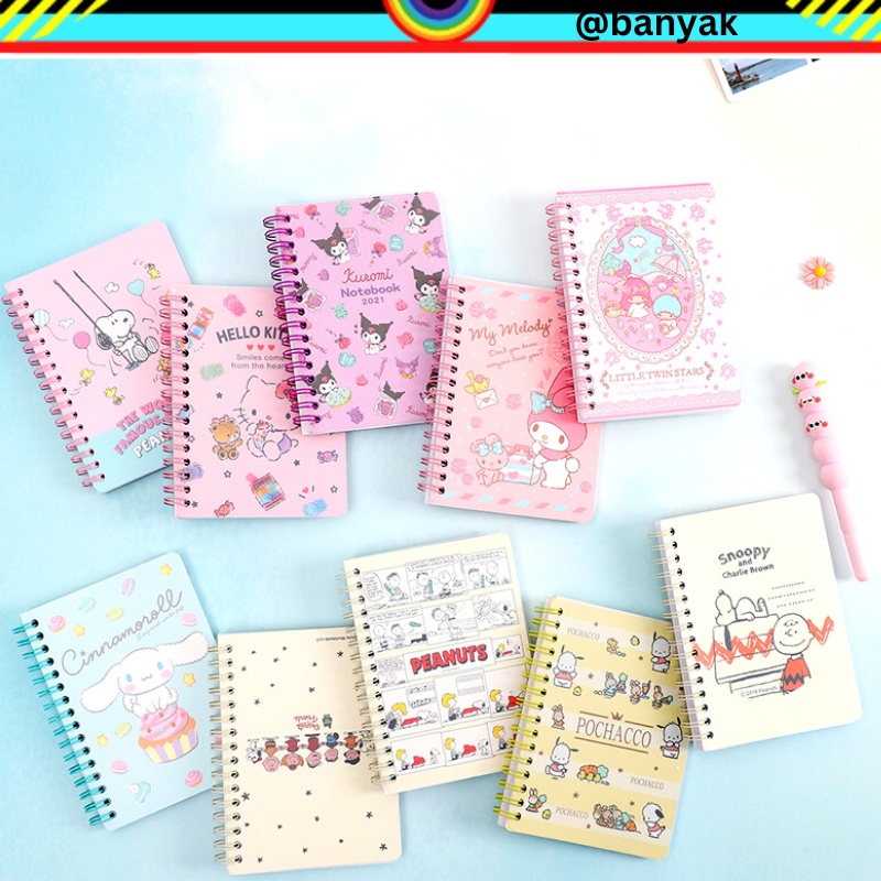 DIARY RING KECIL SANRIO MINI NOTEBOOK KUROMI MINIBOOK HELLOKITTY MEMO KECIL SNOPPY MEMO RING RING MINI BOOK RINGBOOK DIARY RING KARTUN LUCU CINAMOROLL DIARY BUKU CATATAN KECIL MY MELODY @banyak