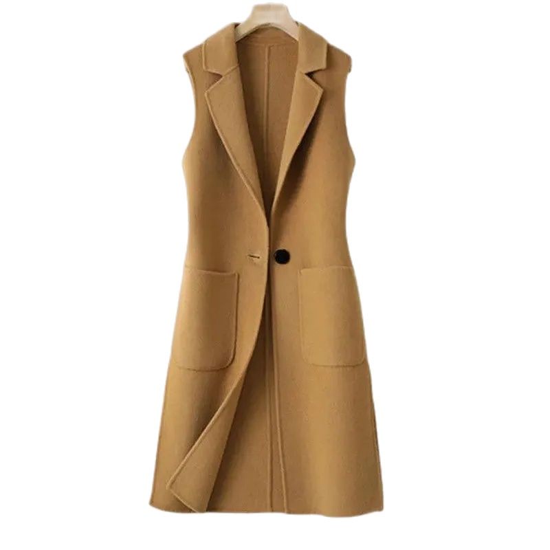 Rompi untuk Wanita Jaket Tanpa Lengan Mantel Rompi Panjang Blazer Formal Kerja Wanita Kantor Antik K