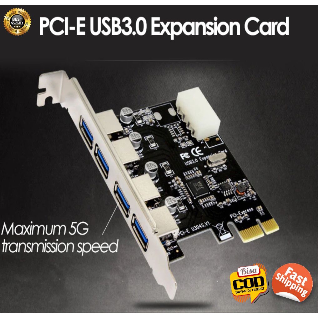 USB 3.0 Card 4 Port Pcie Pci express Kartu Add On Card USB3.0 Four-port PCI-E To USB3.0 Computer Com
