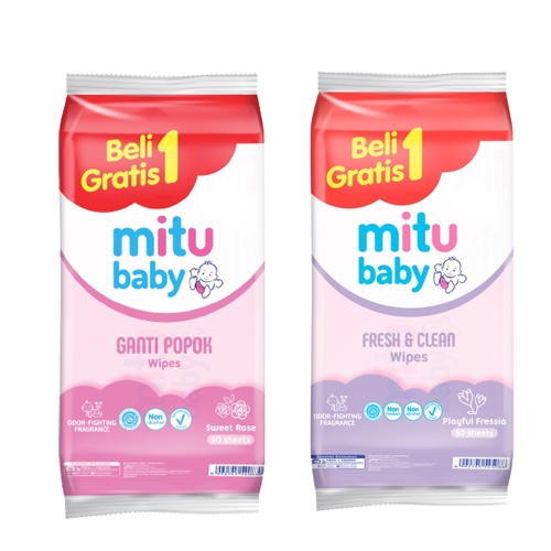 Mitu Baby Tisu Basah Ganti Popok Wipes 50'S Buy 1 Get 1