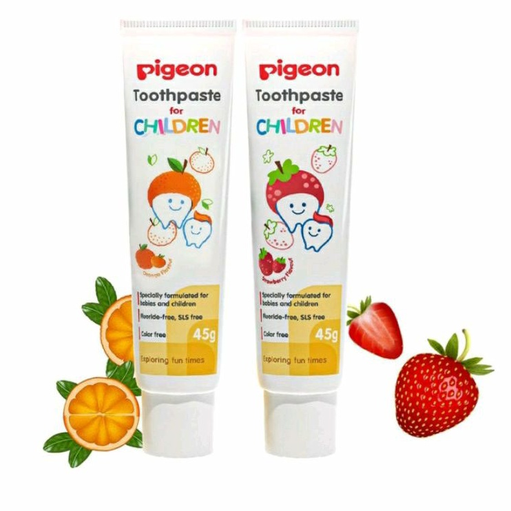 Pigeon Baby Toothpaste 45g Strawberry / Pasta Gigi Anak, Bayi, Balita 45 Gram (PASTA GIGI PIGEON)