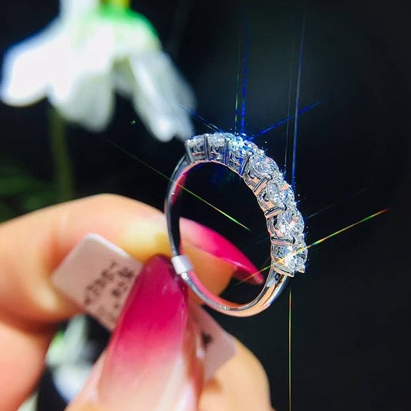 Mempesona Cubic Zirconia Rings Tunangan Jari Aksesoris Untuk Wanita Kualitas Tinggi Warna Perak Band Baru Fashion Perhiasan