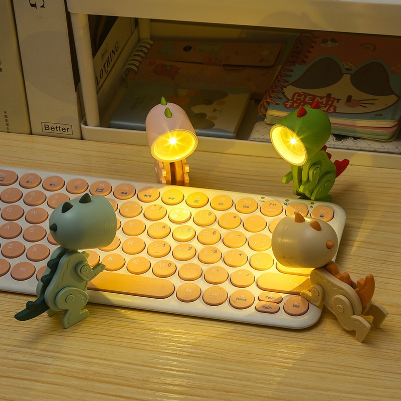 Baru DIY Kartun Mini Lampu Malam Lucu Dekorasi Desktop Lipat Ins Lampu Meja Dinosaurus Mini Night Light