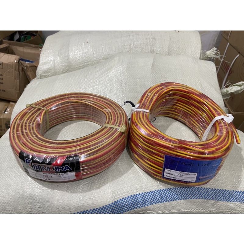 kabel listrik / audio hyo 2 x 075 transparan kabel flexibel orange kuning