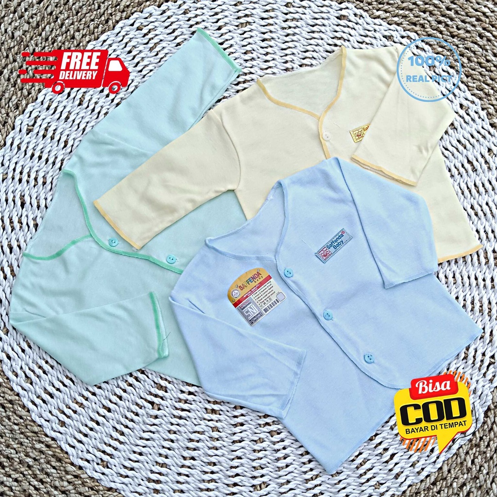 Baju Bayi Tangan Panjang Polos size 0 - 3 Bulan merk SNI SAFFENDA