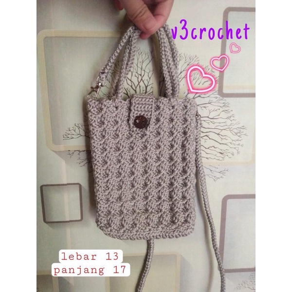 tas hp rajut motif prada
