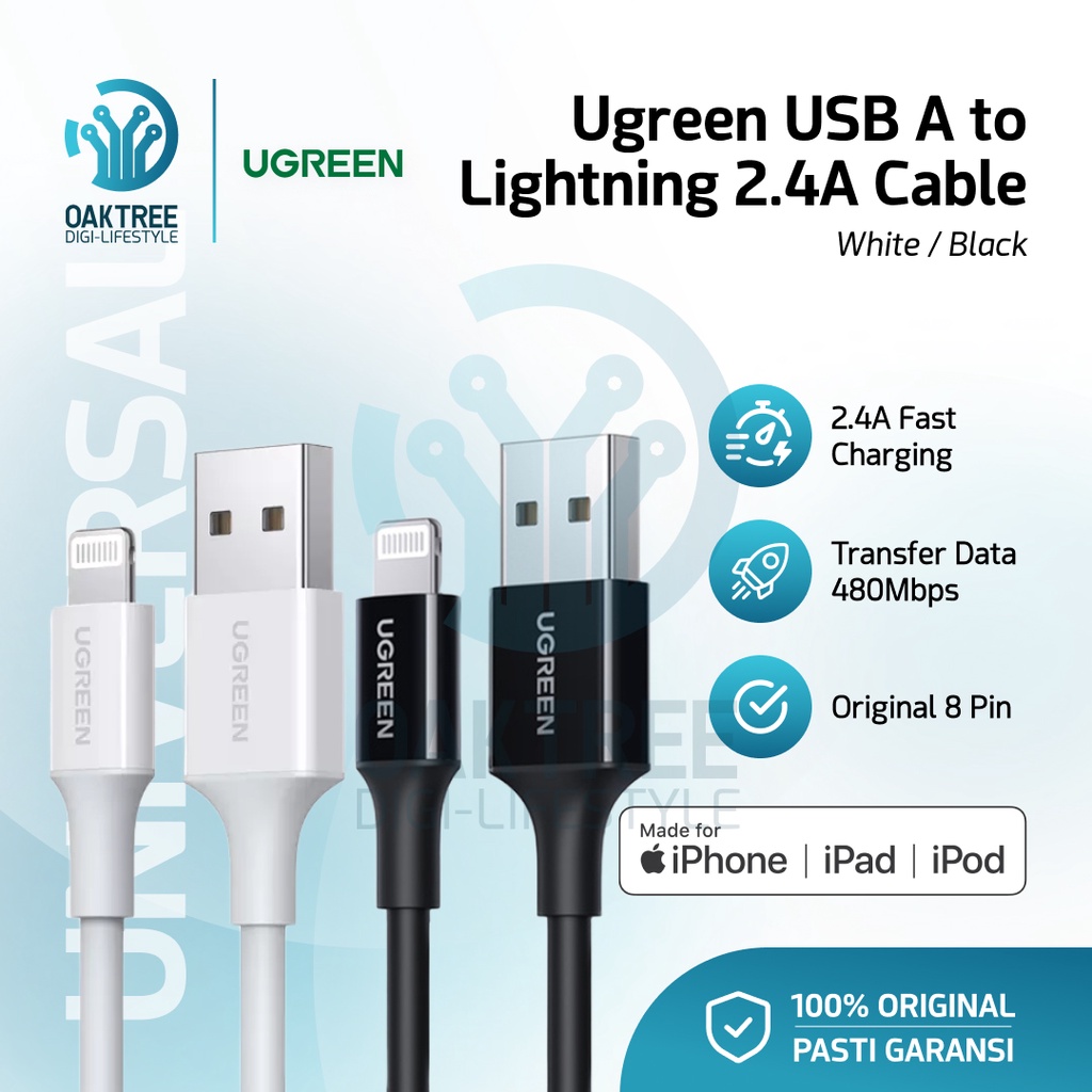 Ugreen Kabel Data USB A to Lightning iPhone MFI Fast Charging 2.4A