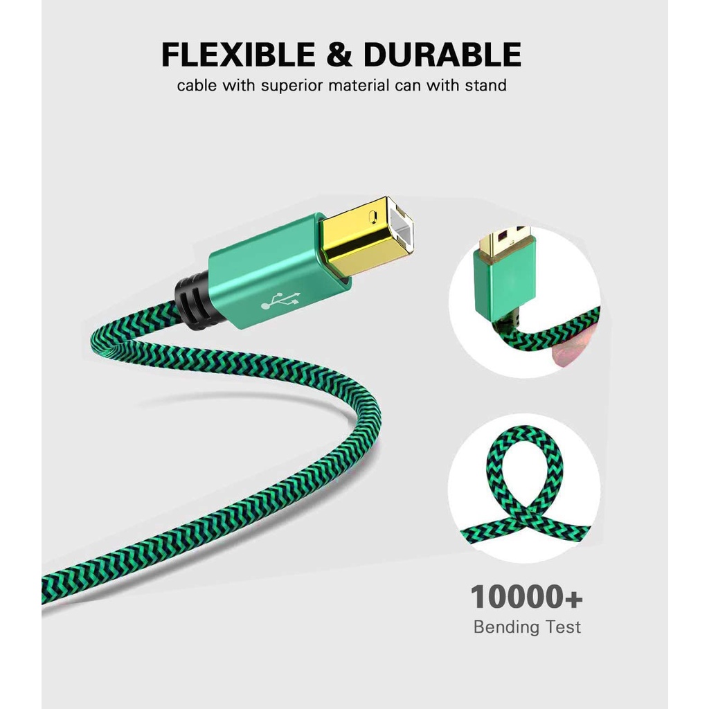 Kabel USB Printer 3M 5M USB 2.0 Type A Pria ke B Pria Pemindai Pria Memimpin Kabel Printer USB Jalinan Nilon untuk HP Dell Canon Lexmark Xerox Brother Samsung