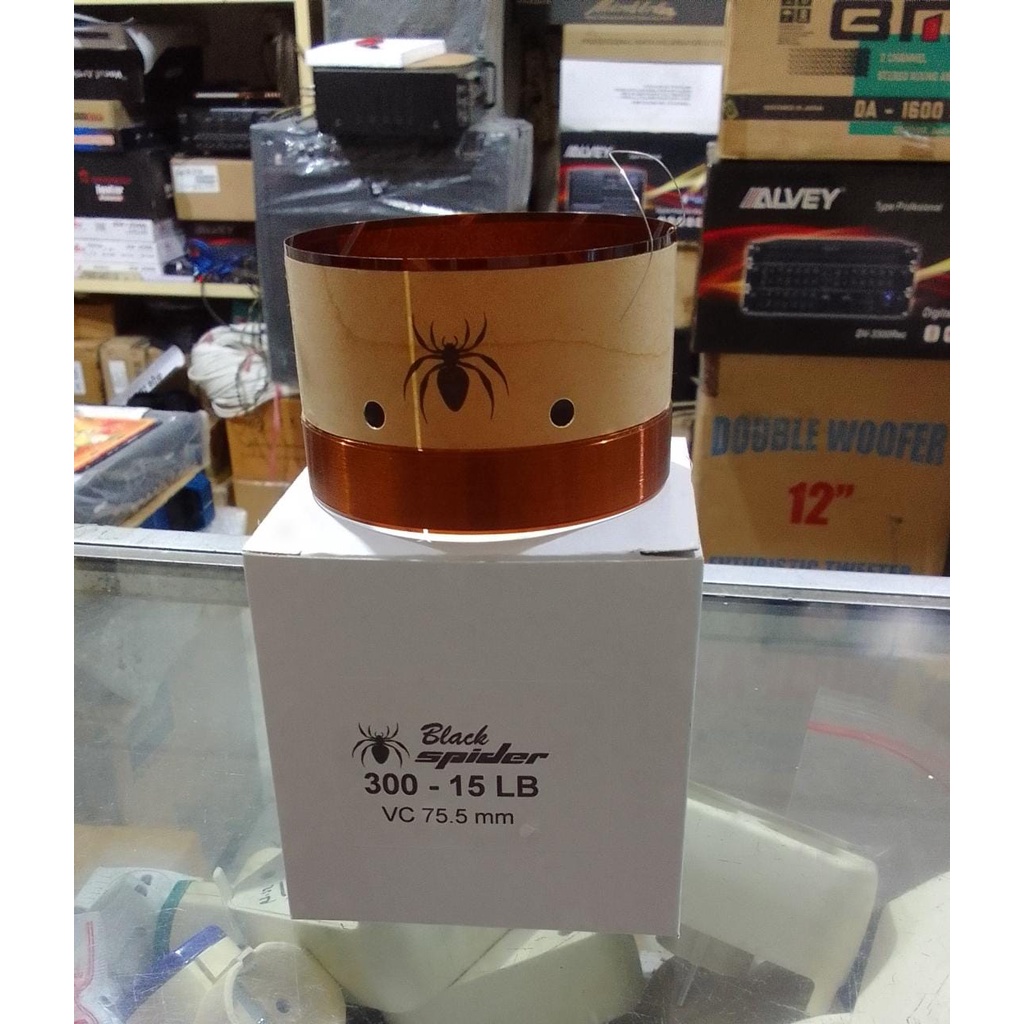 Spul Speaker 15 Inch 75.5mm Black Spider 300-15LB ORIGINAL, Spool Voice Coil 3 Inch