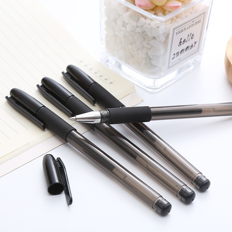 6pcs Pena Pen Pulpen Hitam Handle Karet OSM-ST0209