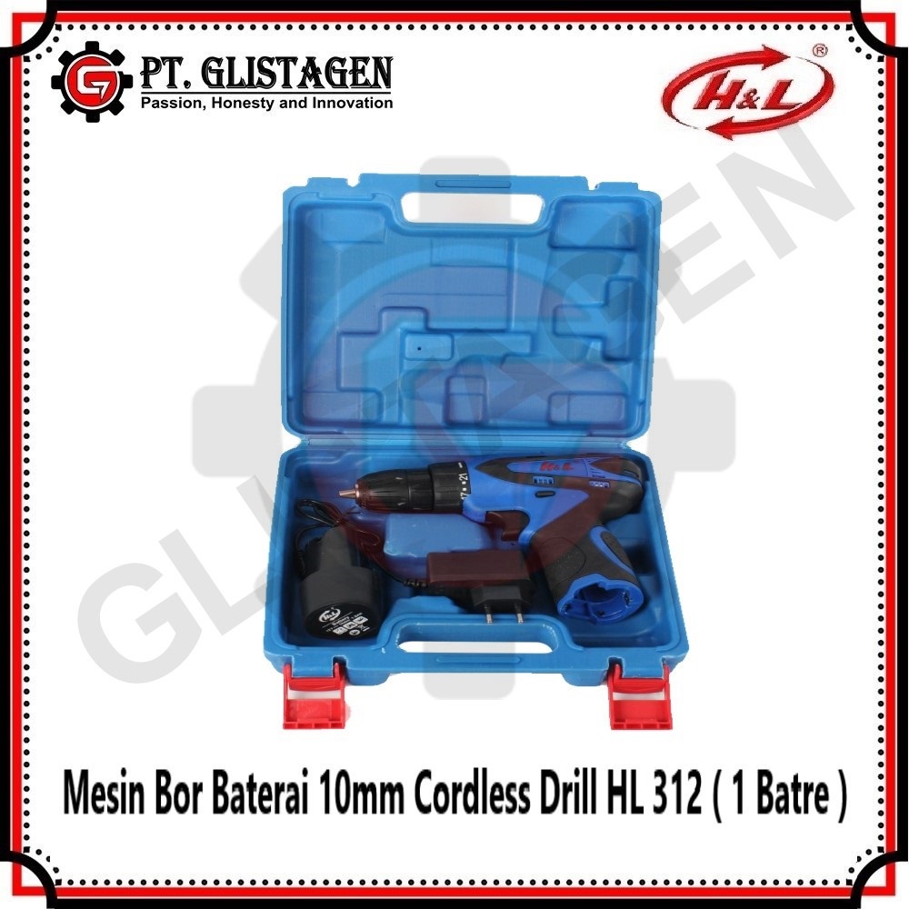 HL 312 Mesin Bor Baterai 10mm Cordless Drill ( 1 BATTERAI 12v )