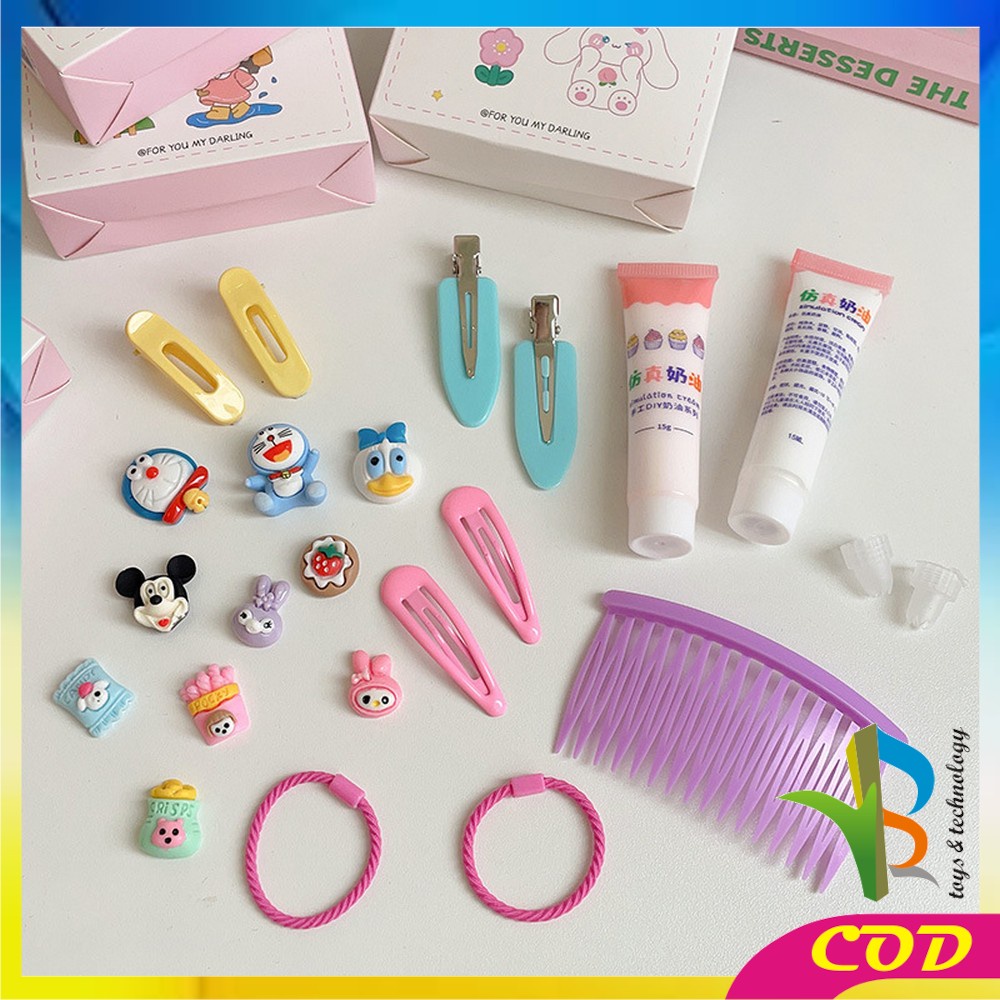 RB-C776 Jepit Rambut DIY Set With Clay Decorating Hair Pin Korean Style / Menghias Jepitan Karet Aksesoris Rambut Anak dengan Cream Import