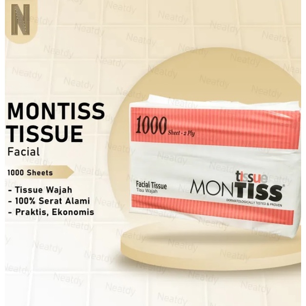 Montiss Facial Tissue 1000 Sheets / MONTISS 1000 Sheets Facial Tissue Tissu Tisue montis Tisu wajah 1000 sheet 2 Ply