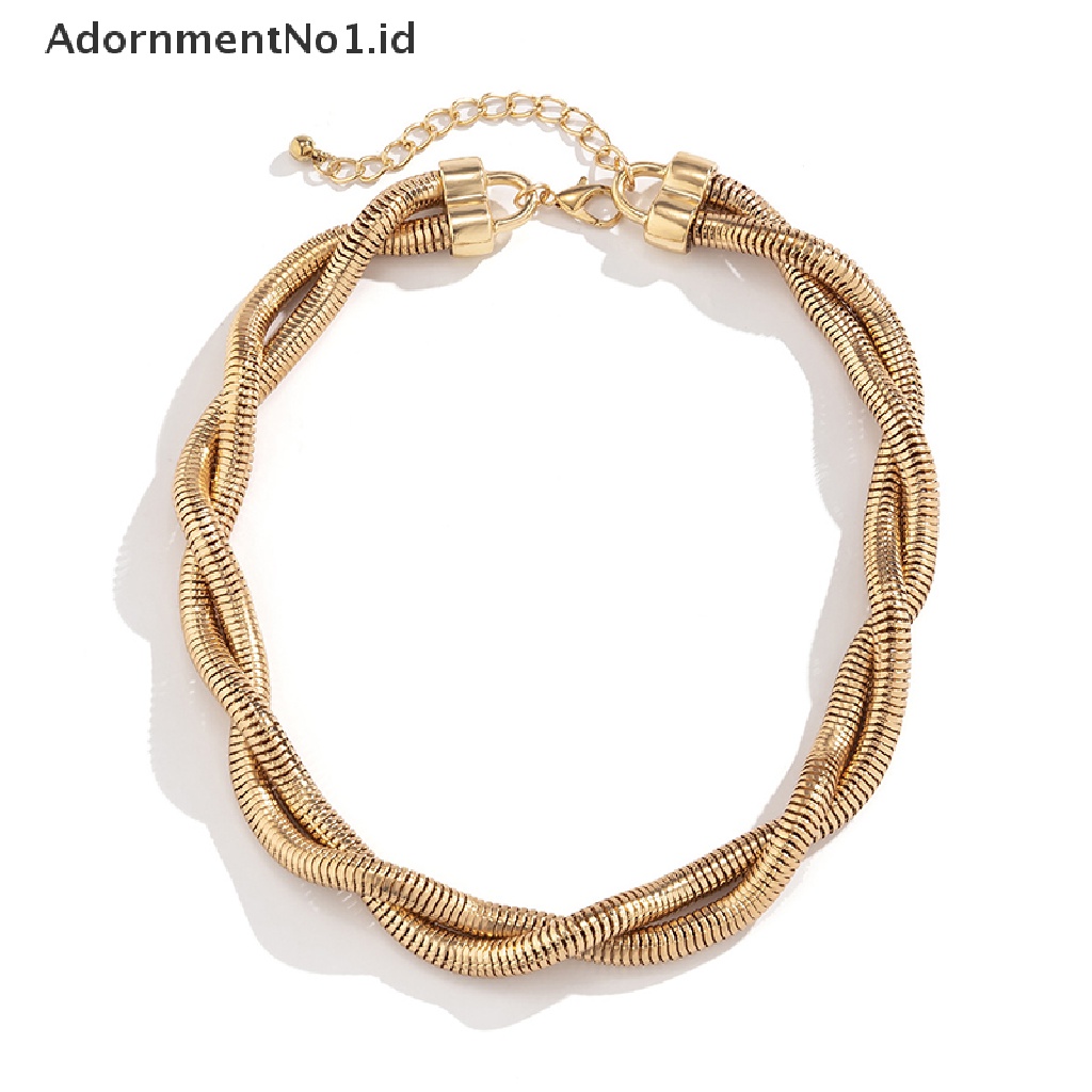 [AdornmentNo1] Kalung Rantai Tali Putar Punk Untuk Wanita Cuban Chunky Chain Choker Necklaces [ID]