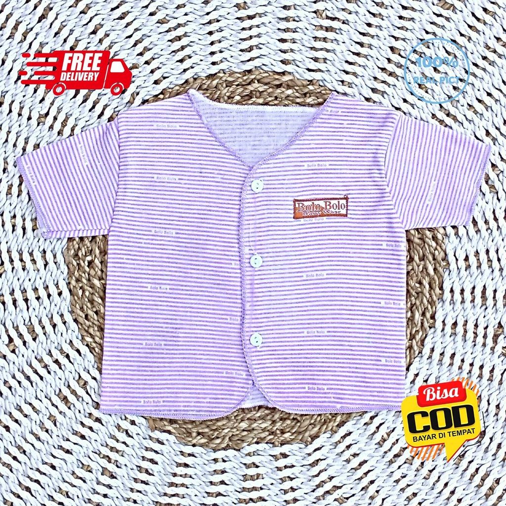 SALE 7.7 Serian Lilac - 3 pcs Baju Bayi Tangan Pendek Bayi Baru Lahir 0 sd 3 Bulan Lilac Series merk SNI Bolo - Bolo