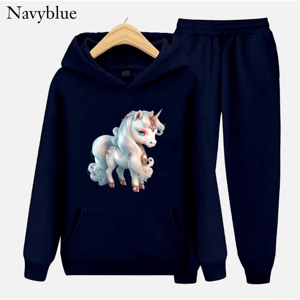 Hzl_outfit Setelan Sweater Hoodie Anak Kuda Pony 3D Ukuran (S.M.XL)