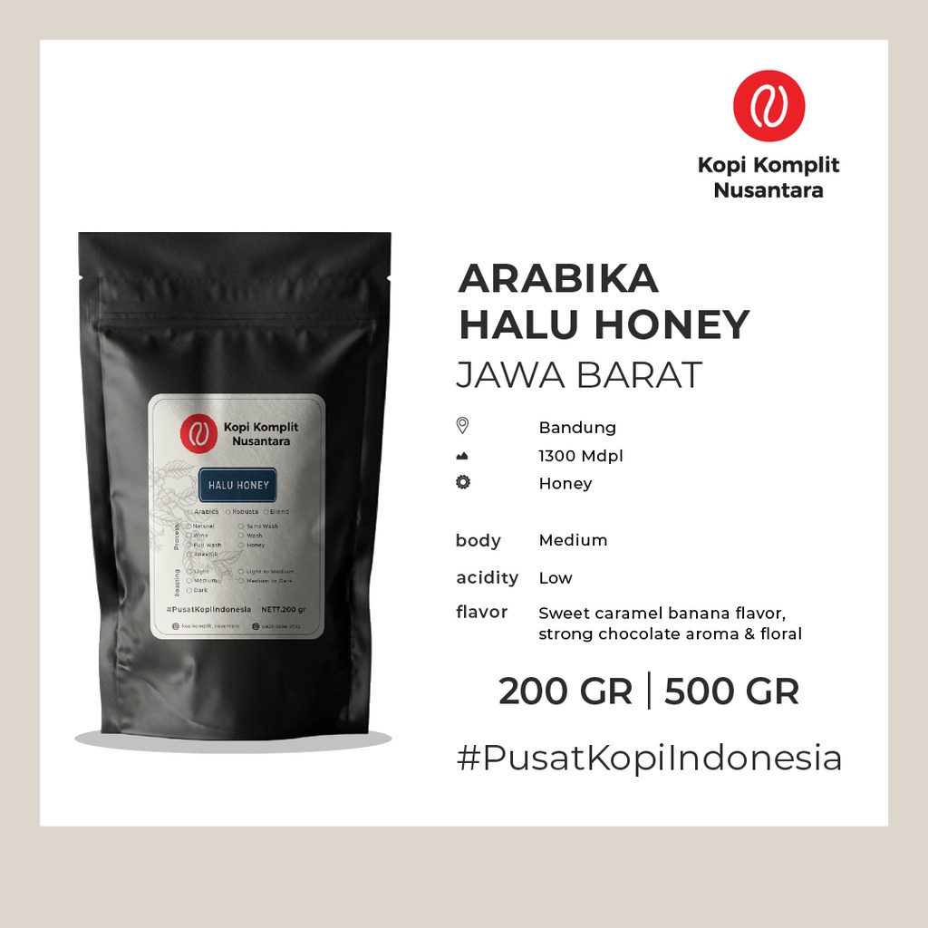 

Arabika Halu Honey Bandung Medium Roasting - Kopi Biji dan Bubuk