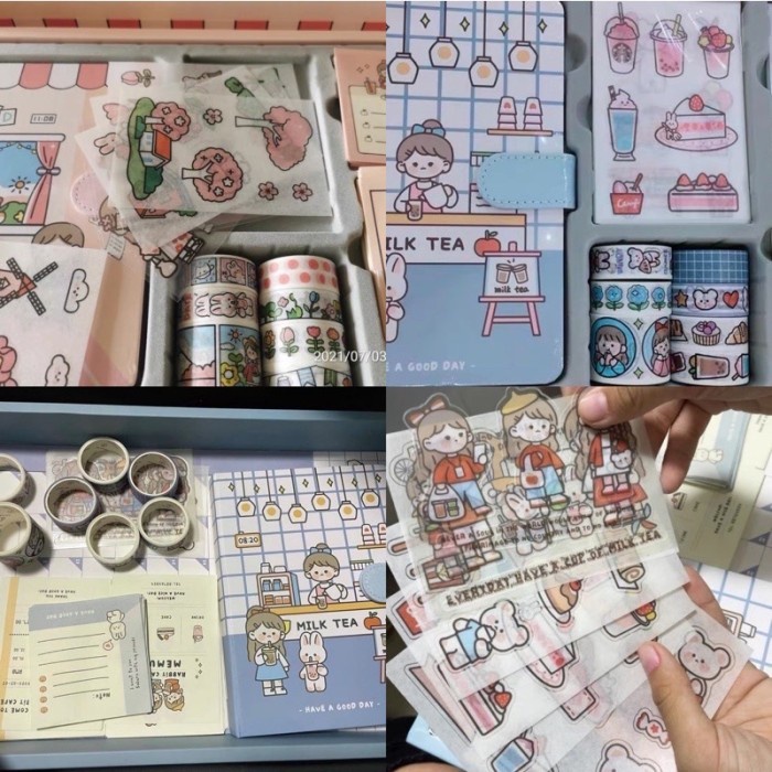 

Cute Diary Book Set Korea Style Cute Stickers Set Buku Catatan Harian