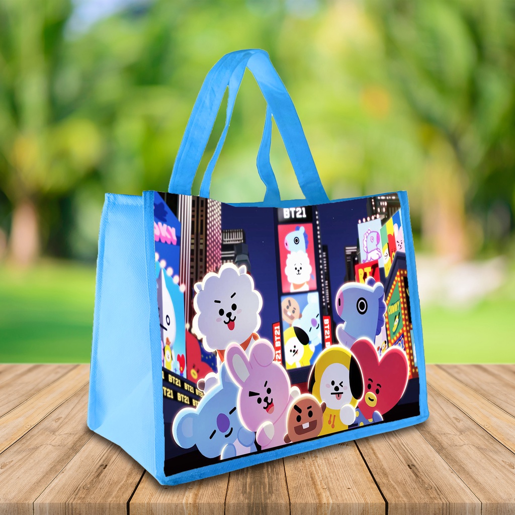 TAS READY STOK LANDSCAPE BT21 / GOODIE BAG MOTIF/ TAS ULANG TAHUN UKURAN KFC