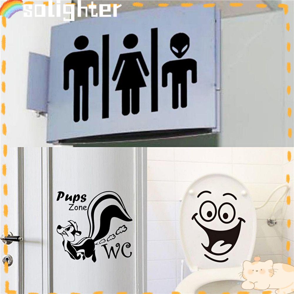 Solighter Stiker Pintu Removable Dekorasi Kamar Mandi PVC Wall Decal