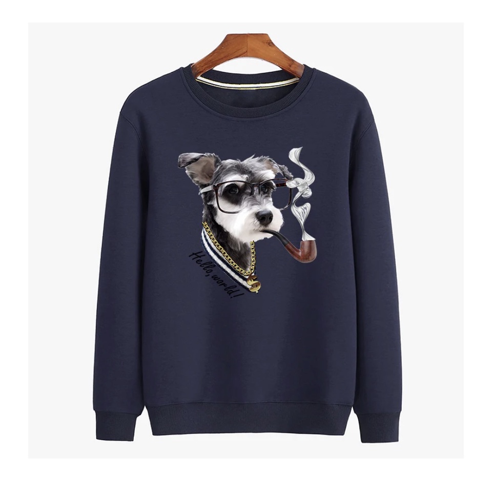 HELLO WORD THE DOG Sweater Basic Anak Untuk Anak Laki laki &amp; Perempuan Bahan Fleece Size M-Xl (Usia 2-10 th )