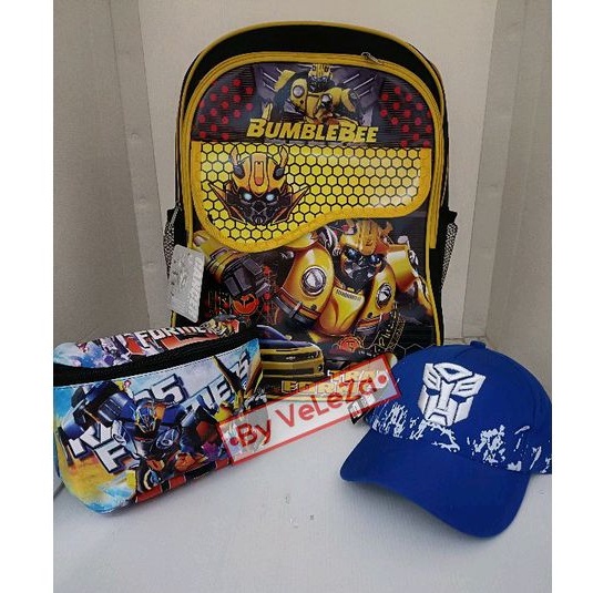 Tas ransel anak Transformer gratis waistbag topi - tas anak