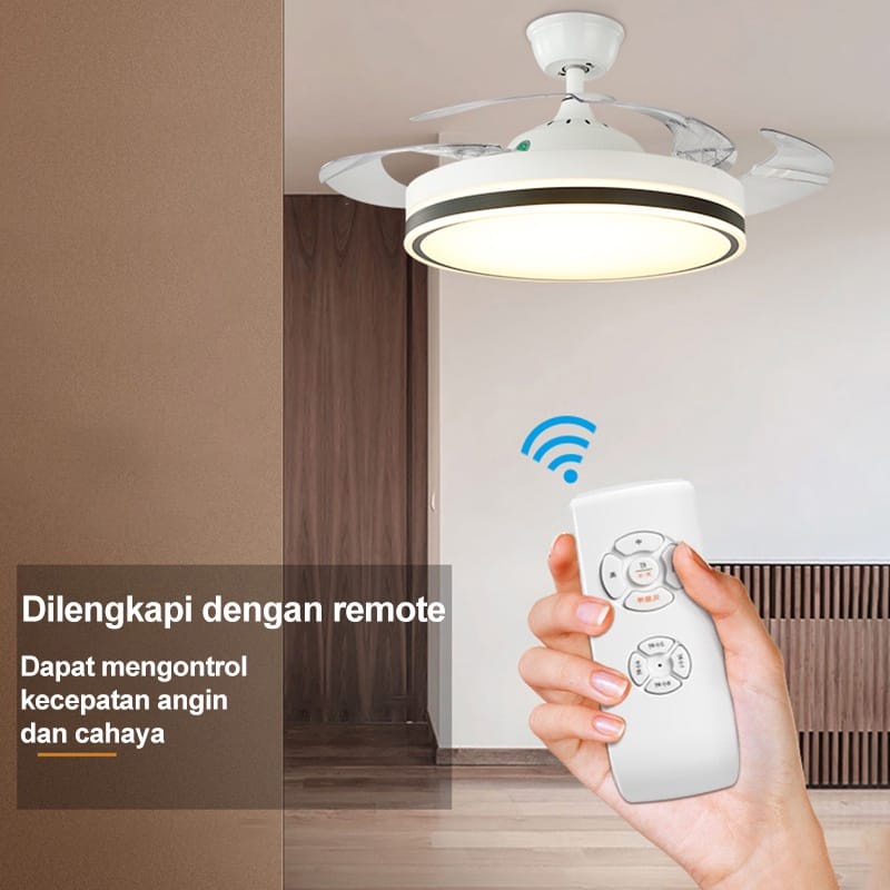 Home Lighting Lampu Plafon Kipas Angin Lampu Gantung Plafon Lampu Hias Rumah Gantung Ruang Tamu Remote Contorl Plafon Fan 3 Warna