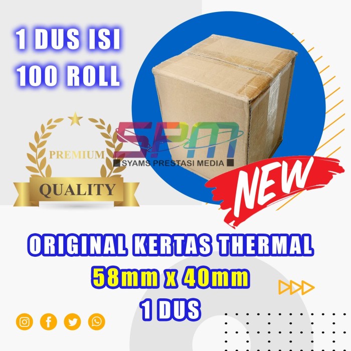 

Open DS] Kertas thermal paper roll / Kertas Termal 58 x 40 1 Dus terlaris