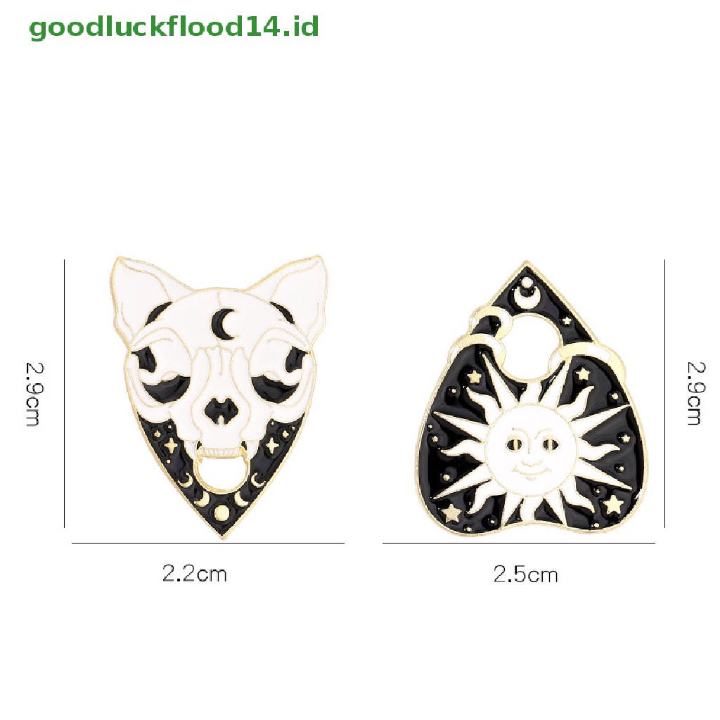 [GOOGFOUR] Witchcat Matahari Bulan Kucing Ouija Enamel Pin Bentuk Hati Bros Kerah Lencana Hitam Punk Gothic Perhiasan Hadiah Untuk Teman Anak [TOP]