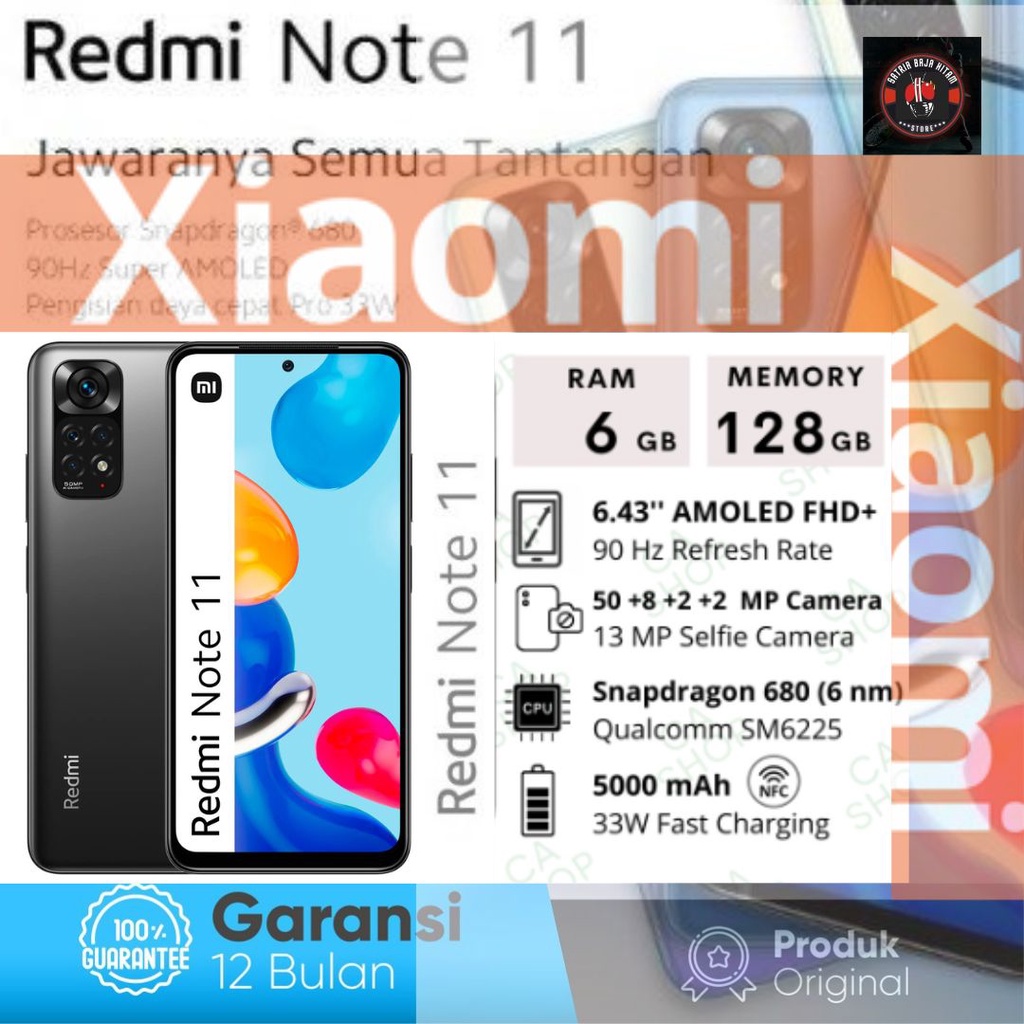 Xiaomi Redmi Note 11 6/128GB Garansi Resmi-NFC