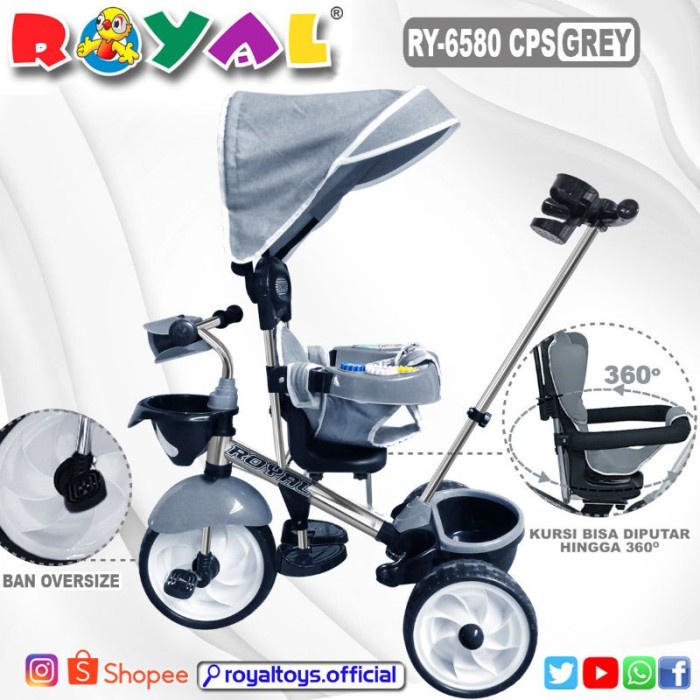 Dijual sepeda anak roda tiga royal 6280 dan RY 6580 kursi bisa putar - 6580 abu Diskon