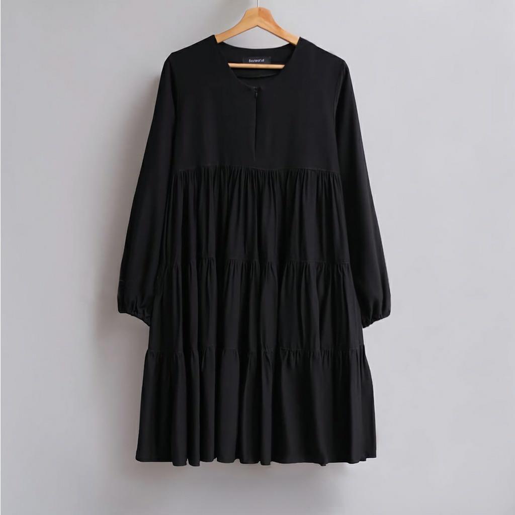 MJS 944 - Tunik Vivian Retsleting Depan Pakaian Atasan Wanita Baju Maxy Dress Kekinian Busui Friendly