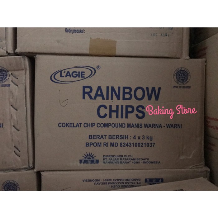 

Cokelat Chip Compund Warna Rainbow Lagie Rep 250gr